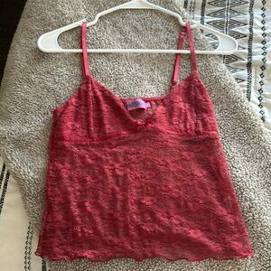 EDIKTED (worn once) red lace top! Size small!